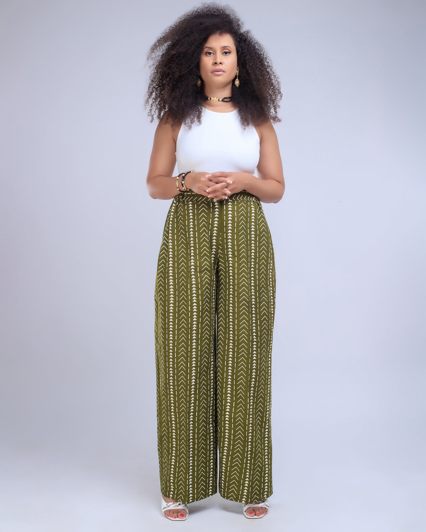 Pantalon bogolan vert kaki