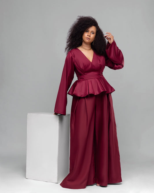Pré commande - Top et pantalon "Wlongbiô" Cerise