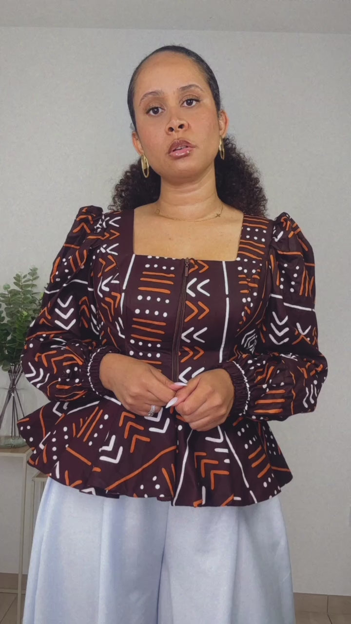 top stretch en wax, top en pagne, haut en wax, maintien de poitrine 