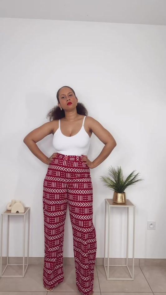 Pantalon en bogolan rouge "Wlontèmlè"