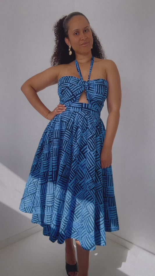Robe "Zonwlouloqui" Bogolan bleu