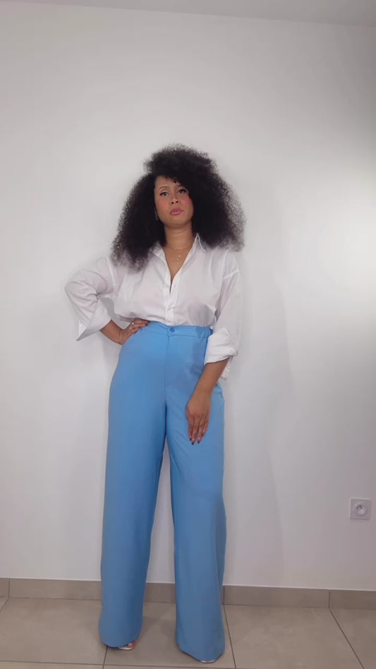 Pantalon bleu ciel "Wlongbiô"