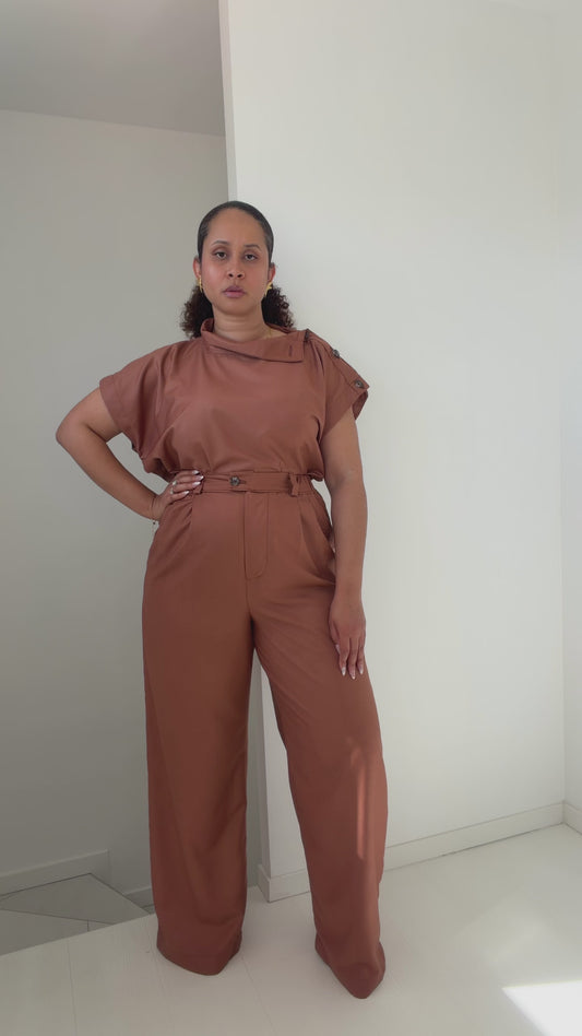 Top et pantalon "Wlon Obibionani" Marron