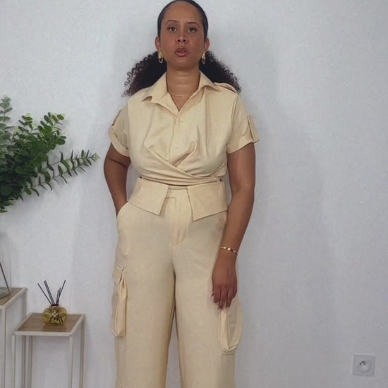 pantalon cargo, pantalon ample, vêtement en pagne, vêtement wax