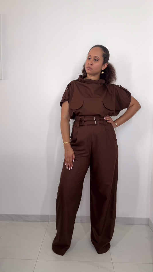Pré commande - Top et pantalon "otéliotchikou" Chocolat