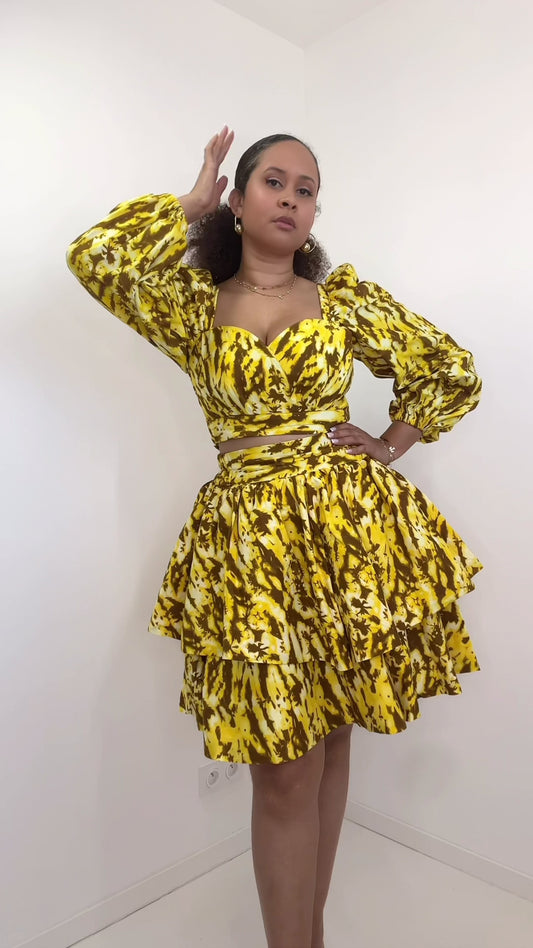 Top et jupe "Oléliana" Jaune