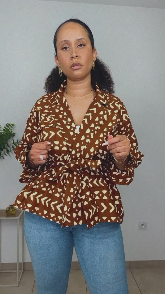 veste en bogolan, veste en pagne, tissu wax. 