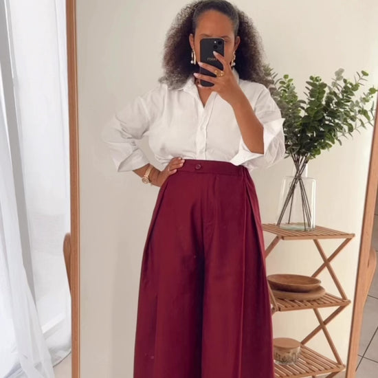 pantalon couple ample, coupe large, stretch, élastique à la taille, pagne, wax